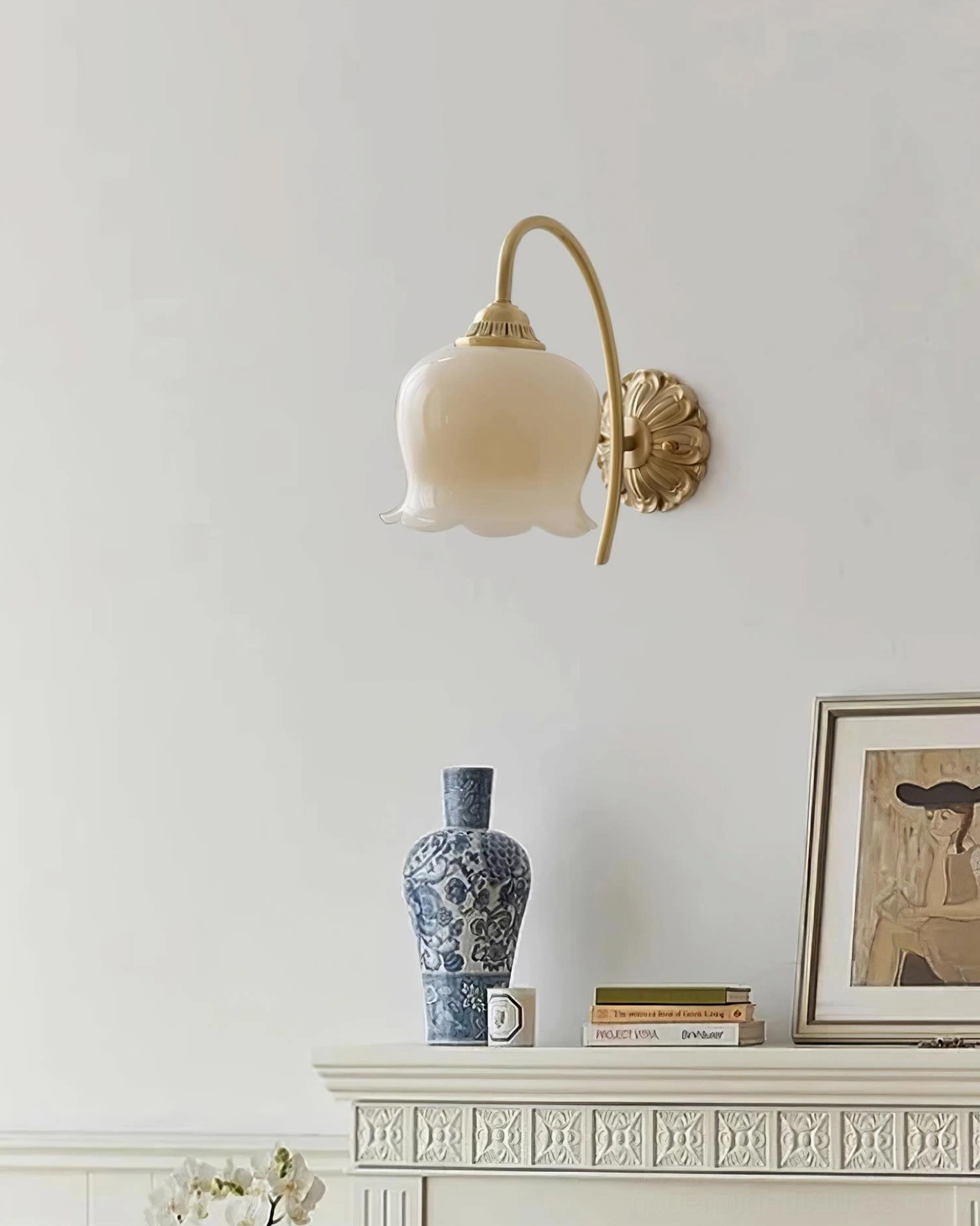 Vintage Lily of the Valley Wall Sconce Gallery Wall Installation - European Pastoral Style Lighting