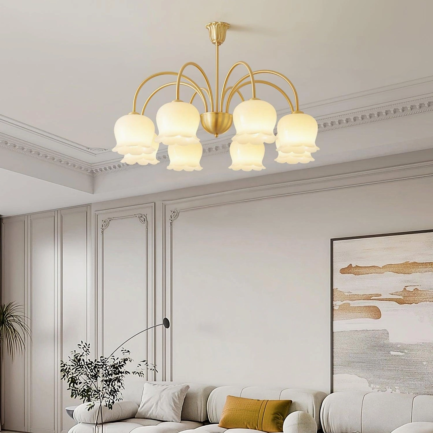 Vintage Mia bell orchid chandelier art deco bohemian eclectic interior style