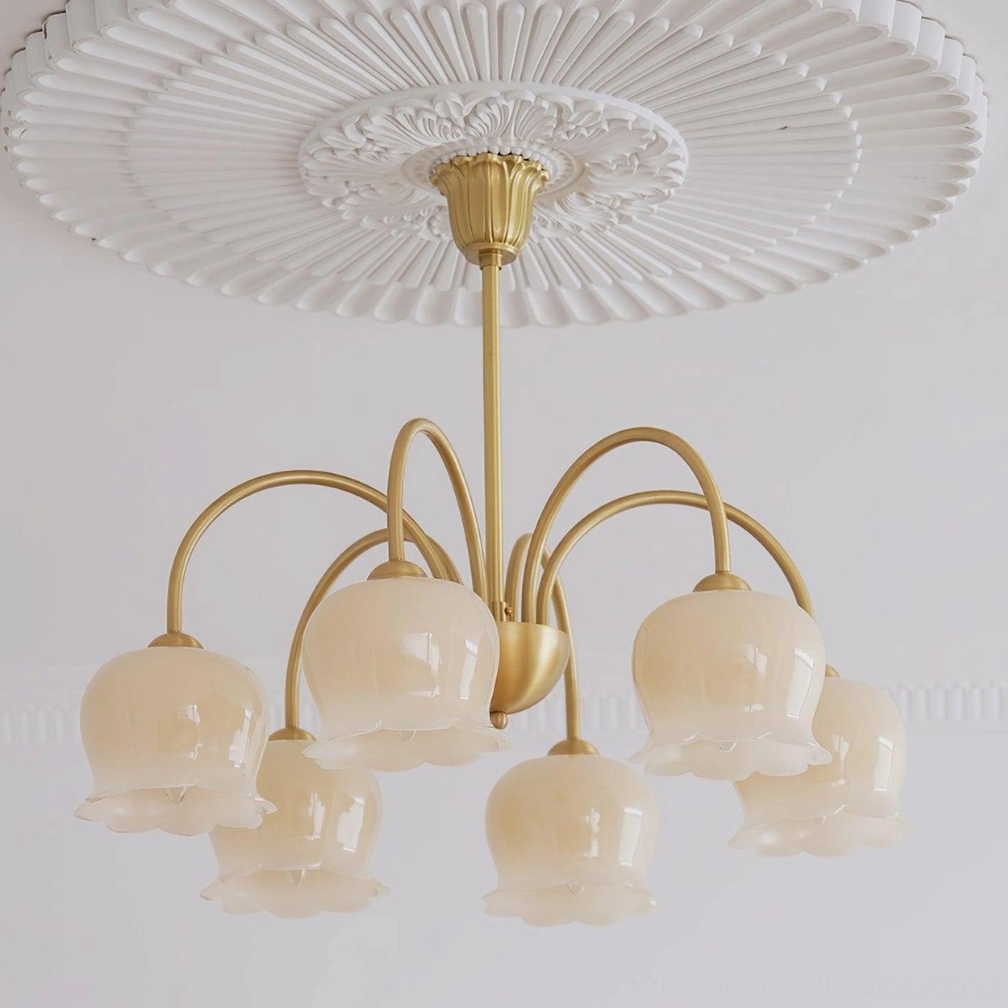 Vintage Mia bell orchid multi-head chandelier cream beige aesthetic warm ambiance