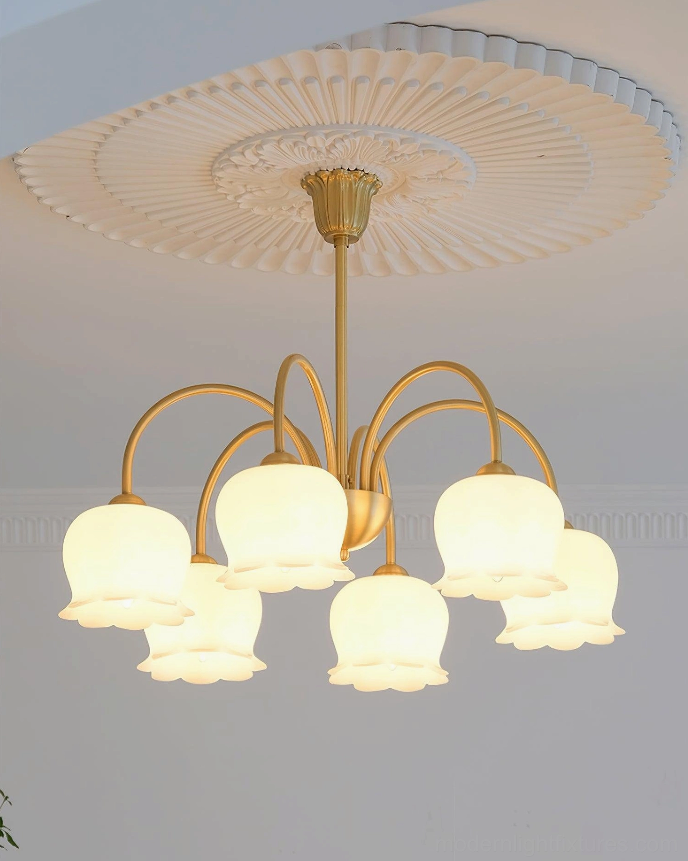 Vintage Mia bell orchid gold chandelier foyer entrance statement lighting piece