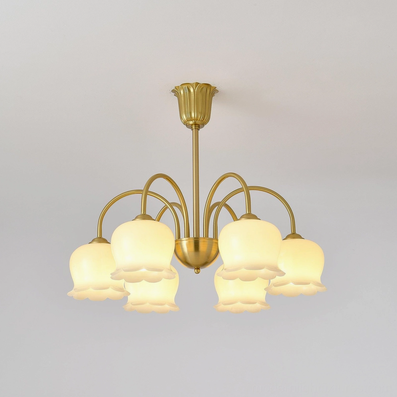 Vintage Mia bell orchid multi-head chandelier library study room warm light
