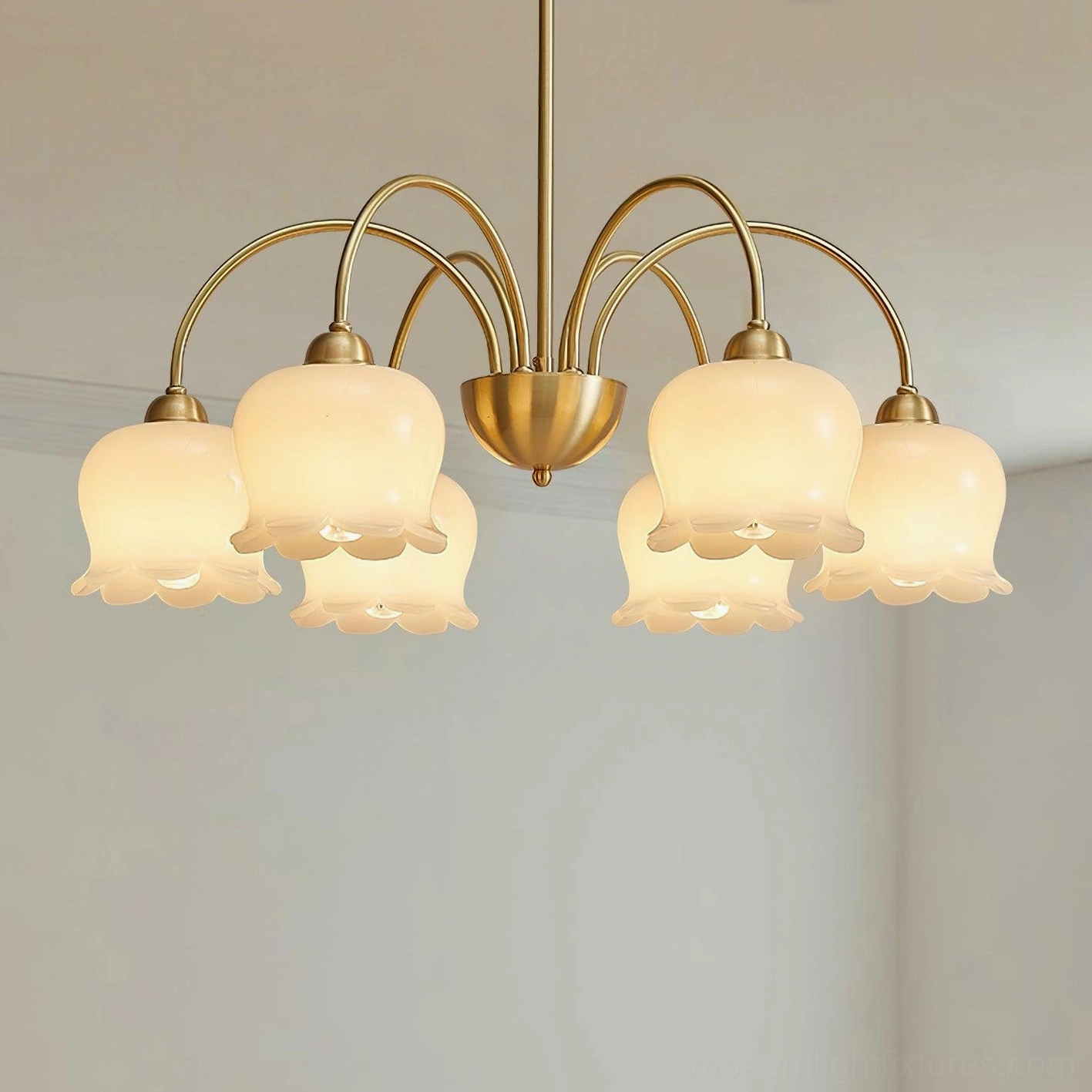 Vintage Mia bell orchid chandelier mid-century modern transitional design style