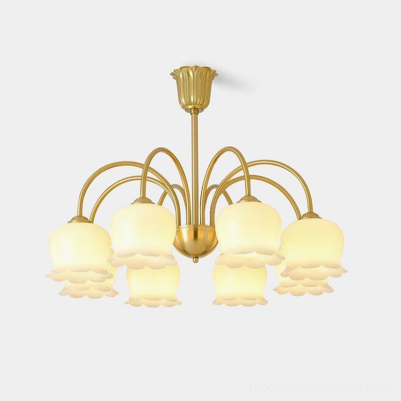 Vintage Mia bell orchid gold brass chandelier elegant multi-head suspension lighting
