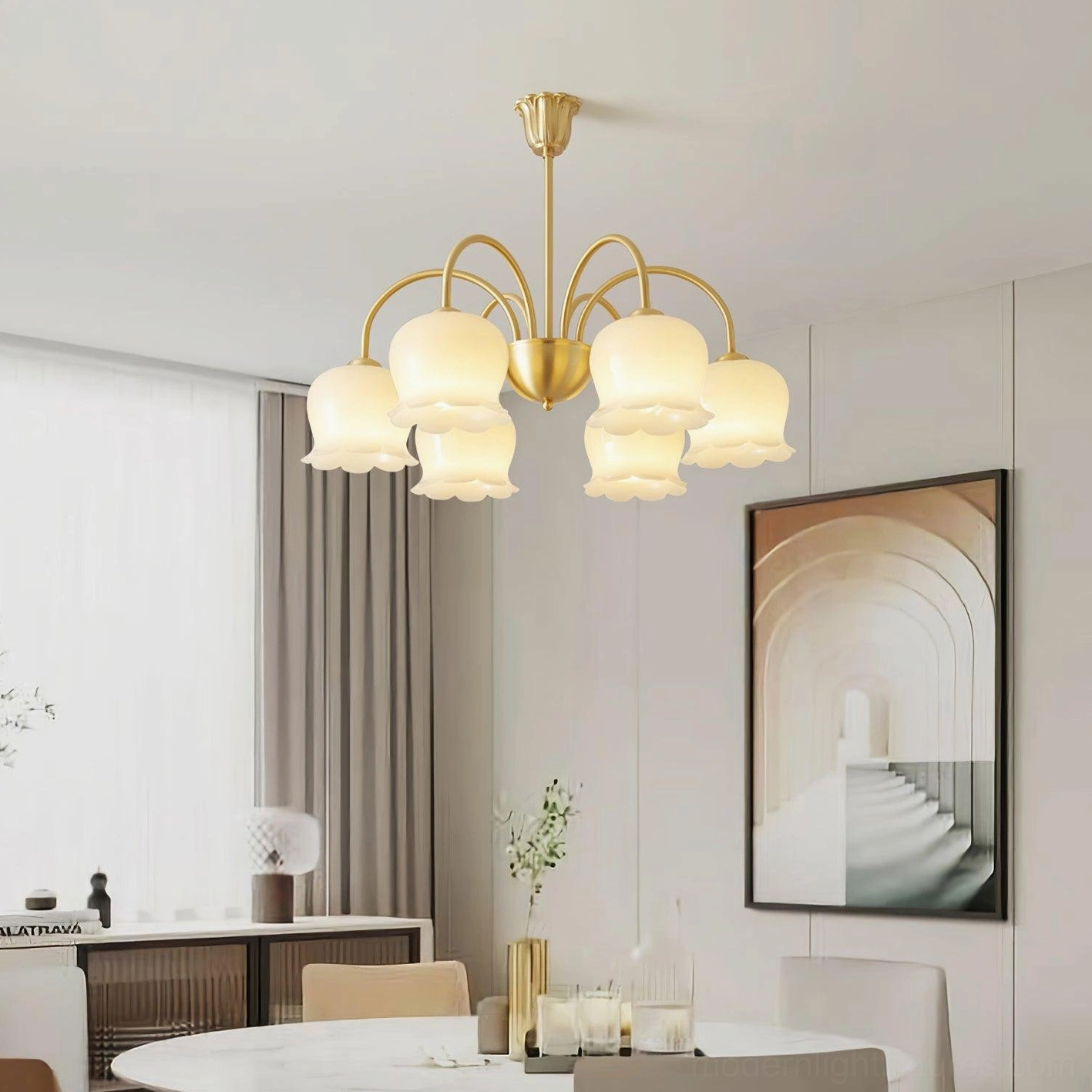 Vintage Mia bell orchid chandelier scandinavian minimalist contemporary style