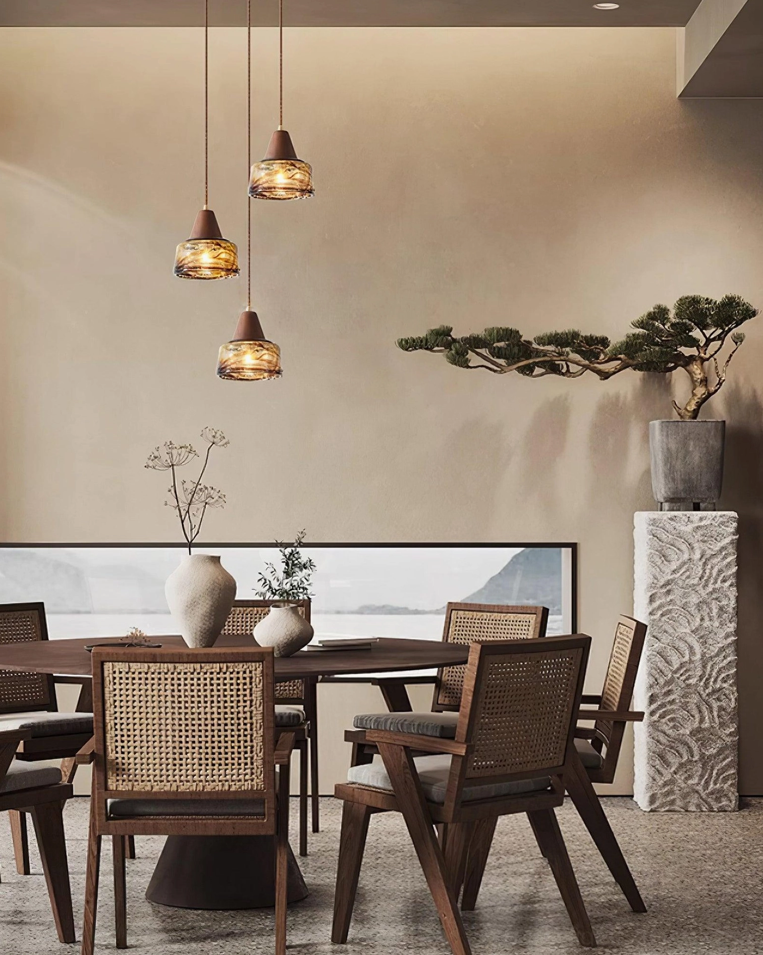 Vintage Murano pendant light in contemporary interior design scheme