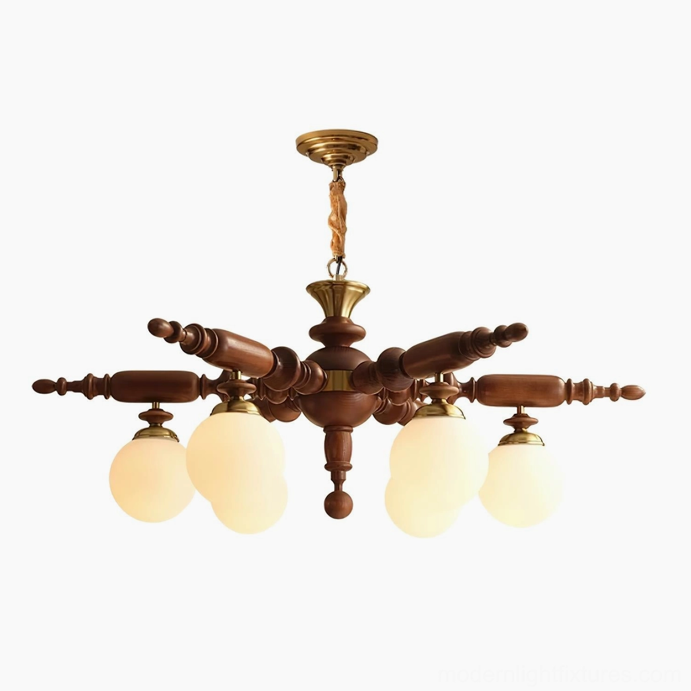 Vintage Olina chandelier lighting effect with frosted glass diffusion