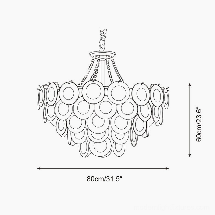 Violaire chandelier size specification line drawing 80cm diameter 31.5 inches large tiered glass outline