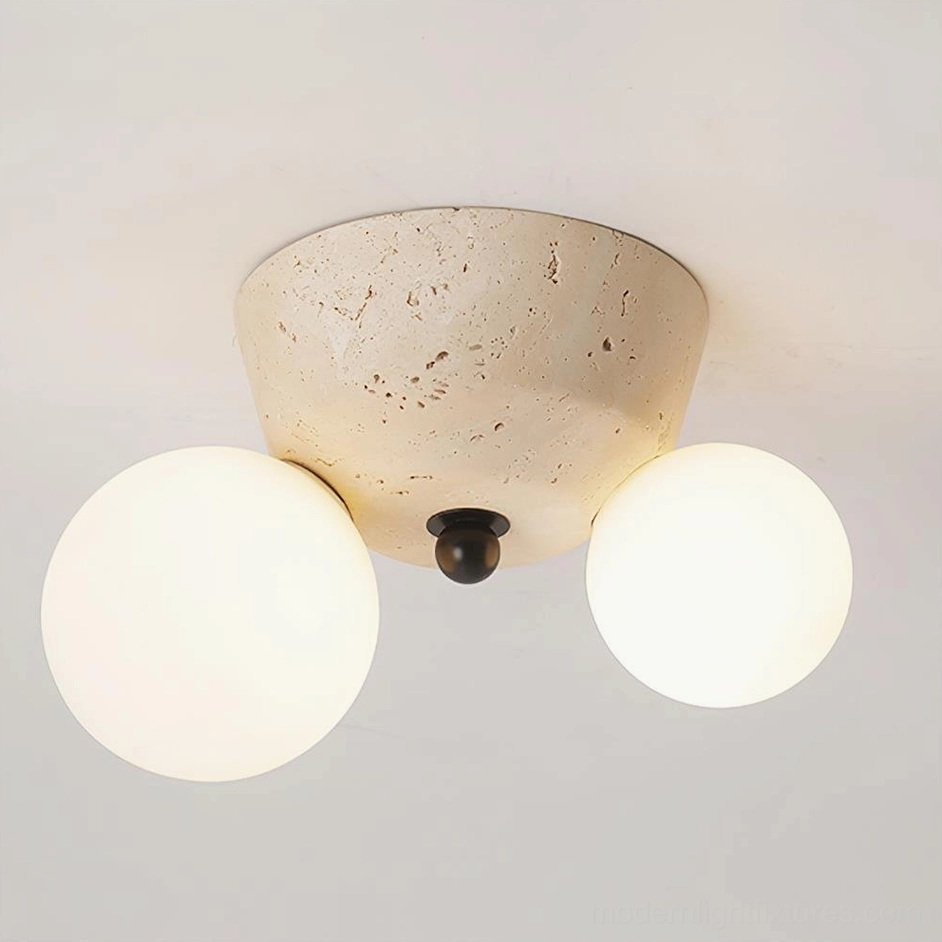 Natural stone ceiling lamp Viora flush mount with dual G9 socket configuration