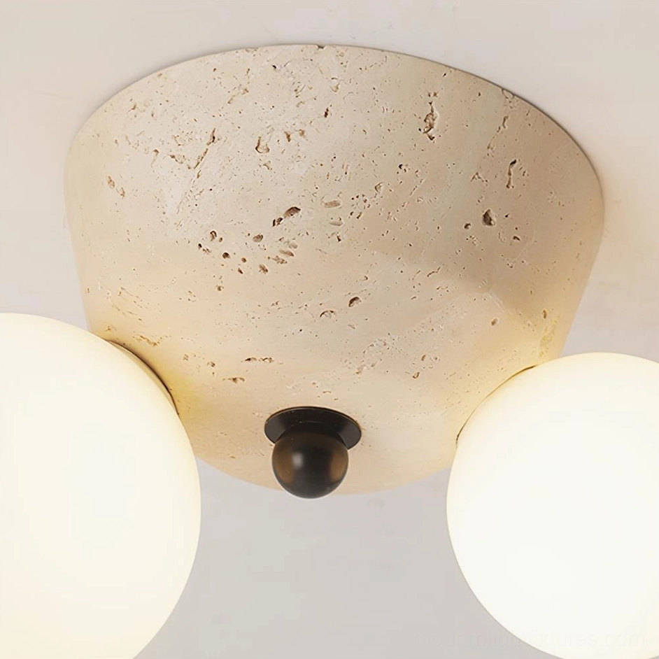 Viora contemporary travertine ceiling fixture sculptural minimalist design studio photography