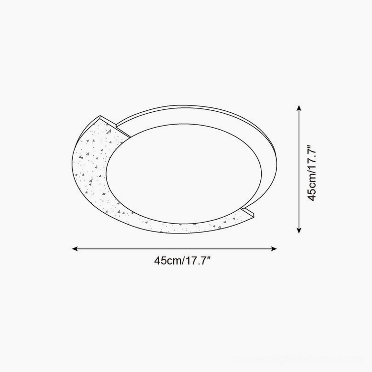 Virello compact 45cm diameter ceiling lamp technical dimension diagram specification