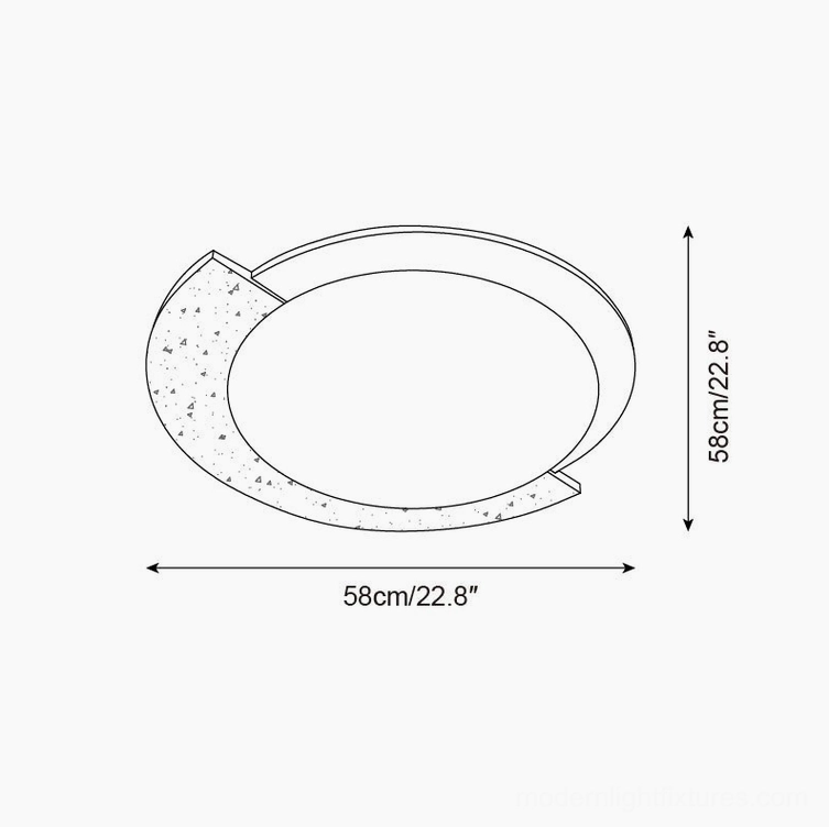 Virello large 58cm diameter ceiling lamp technical dimension diagram specification