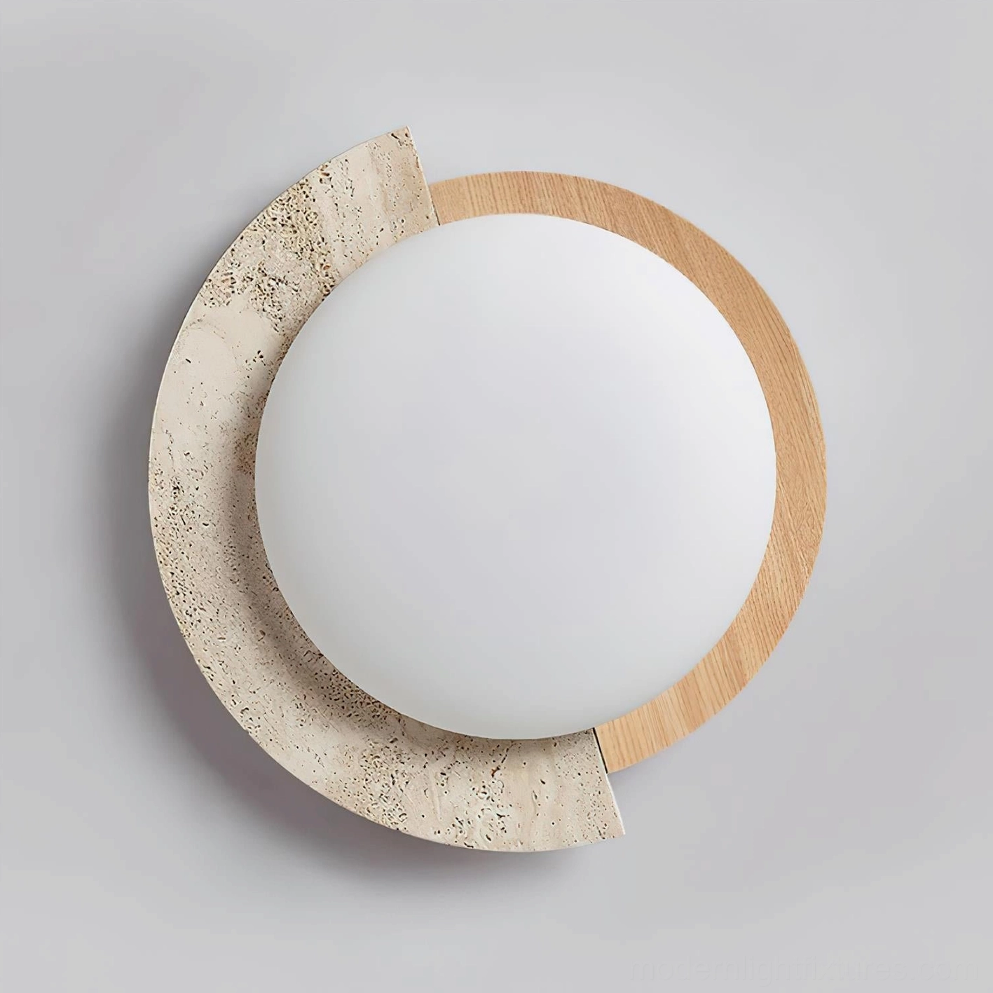 Industrial chic ceiling lamp with warm metal framework and natural stone elements