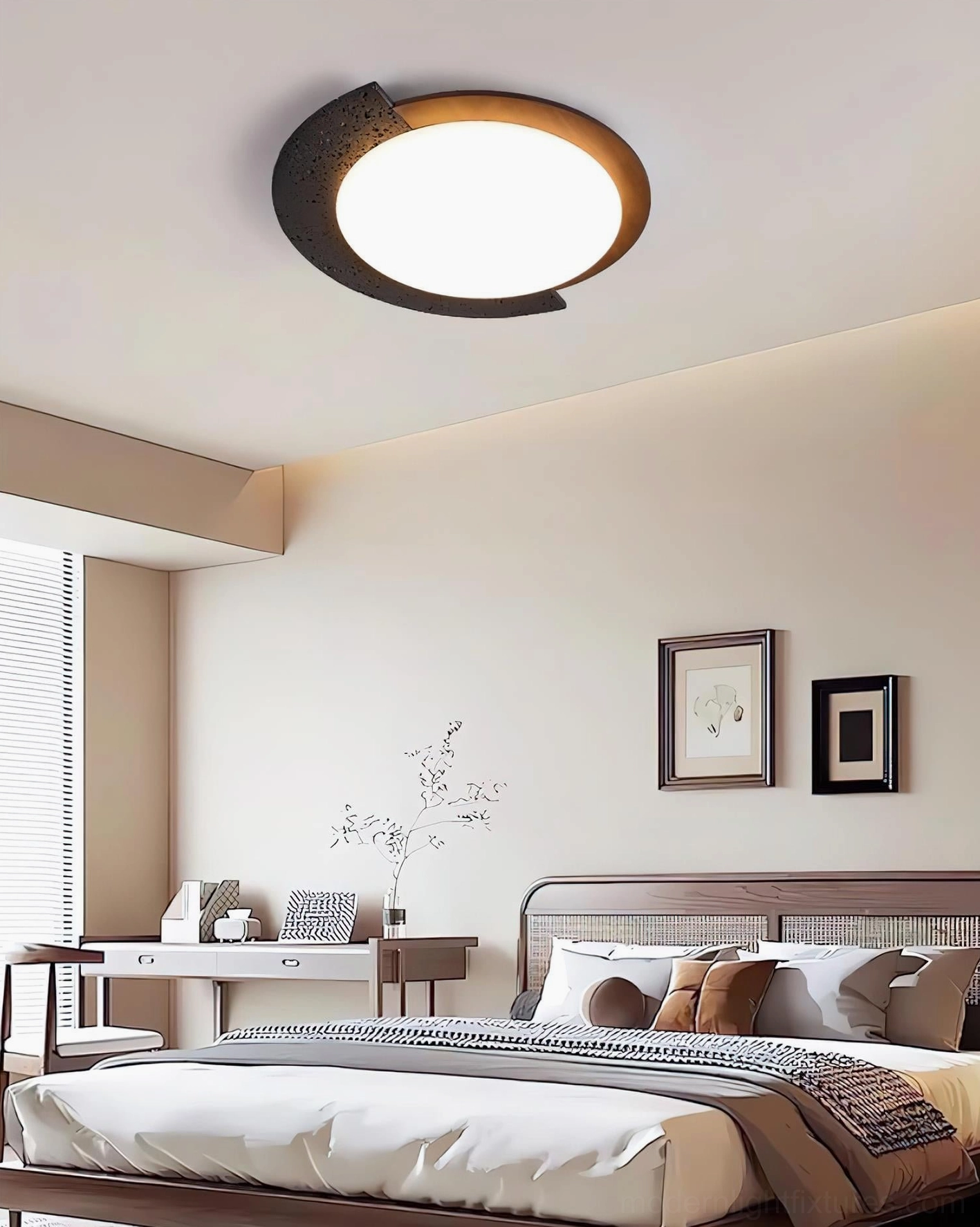 Contemporary ceiling light fixture with integrated LED 50000 hour lifespan