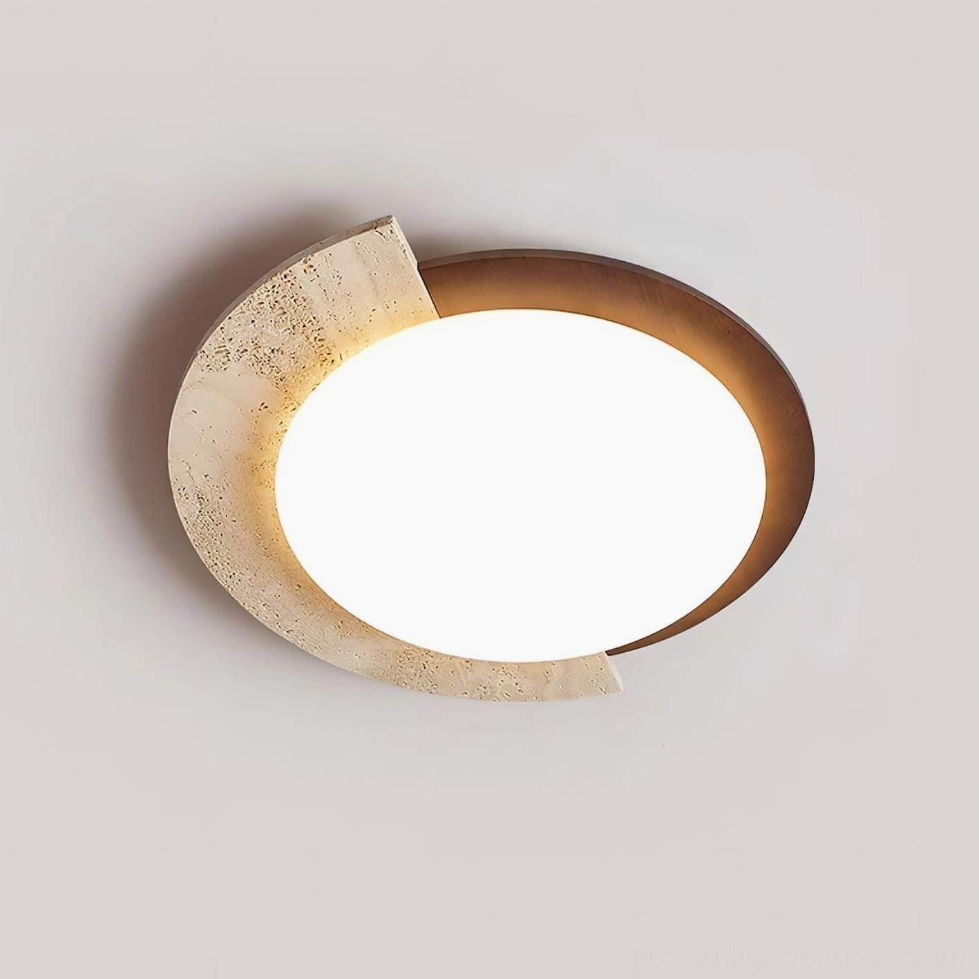 Scandinavian minimalist ceiling light with natural materials warm white LED