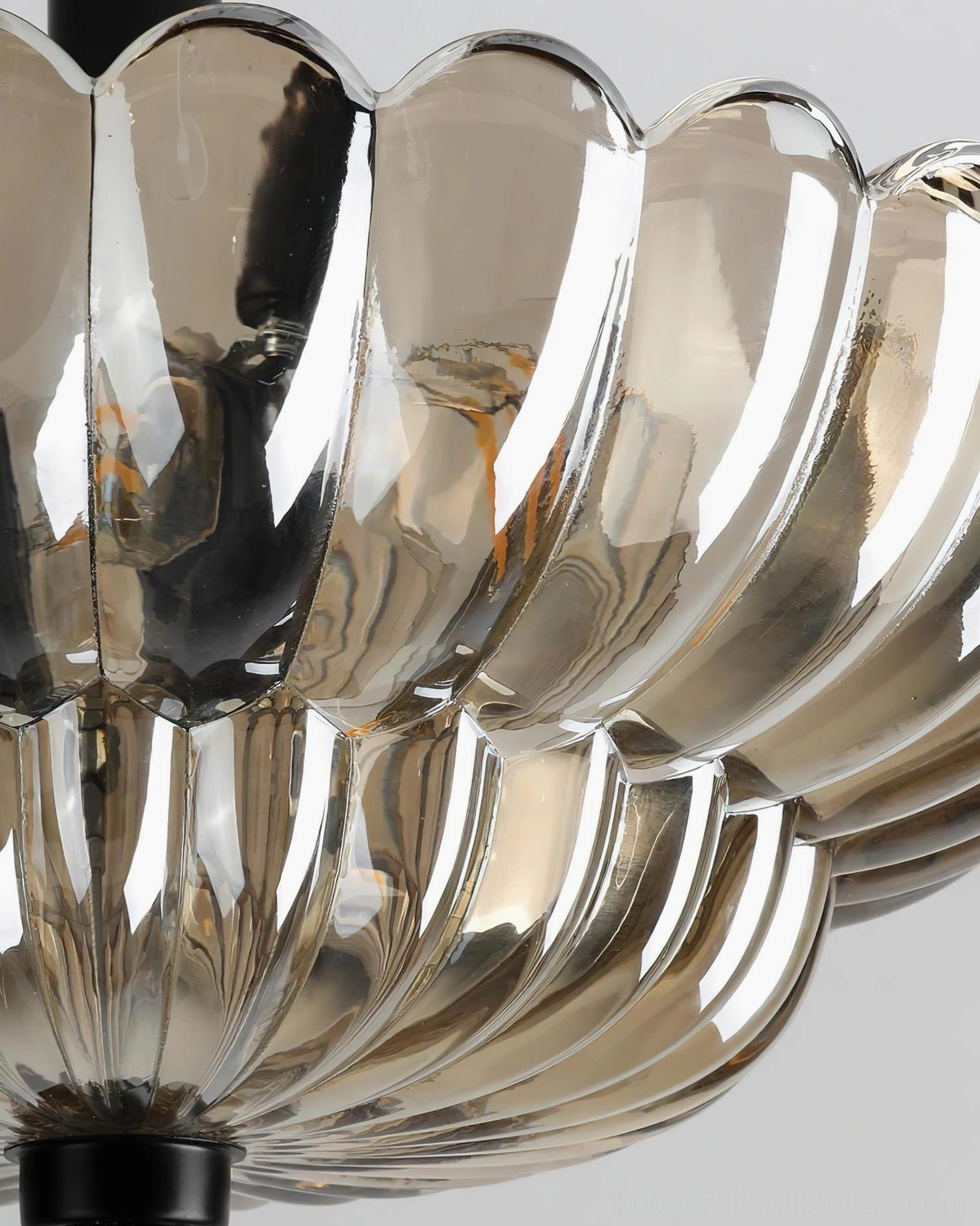 Virenza contemporary semi-flush ceiling light fixture with artistic scalloped glass shade, modern interior lighting solution
