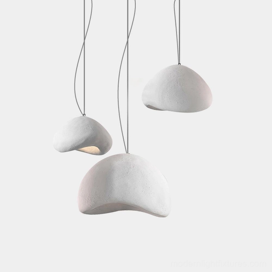 Wabi-Sabi Combination B multi-pendant chandelier white dome lights front view studio shot
