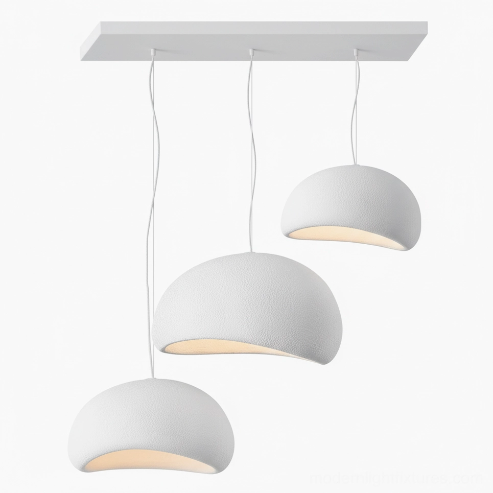 Wabi-sabi combination pendant white dome long canopy