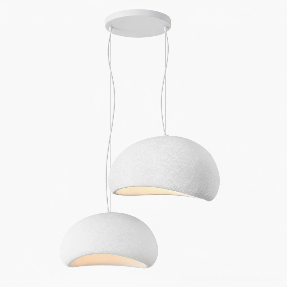 Wabi-sabi combination pendant lights two-piece setup installation