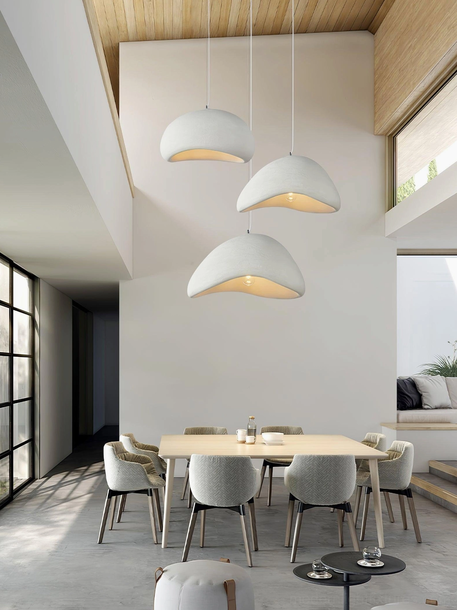 Wabi-sabi long rectangular canopy chandelier perfect for modern dining and kitchen islands