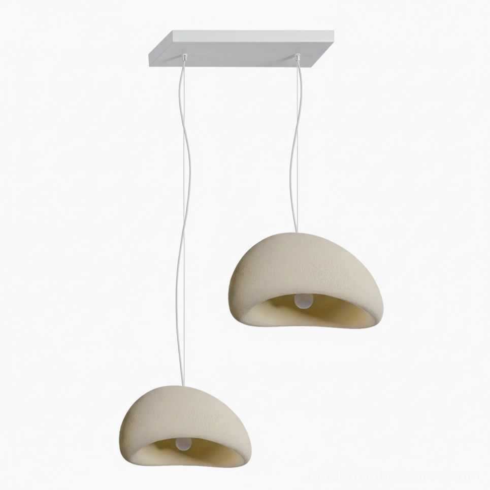 Multi-pendant wabi-sabi chandelier beige white color design