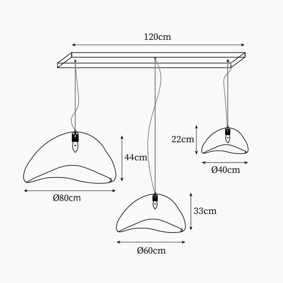 Wabi-sabi multi-pendant chandelier arrangement displaying imperfect beauty and light diffusion