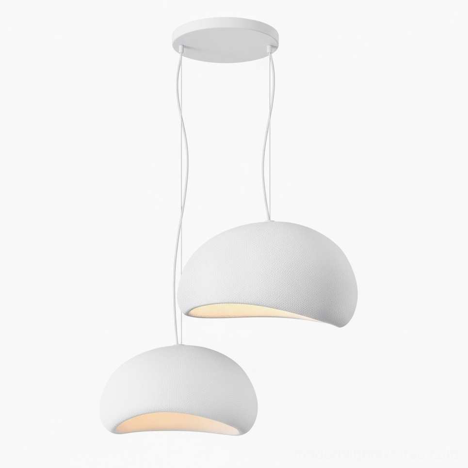 Wabi-sabi pendant chandelier beige white color hanging setup