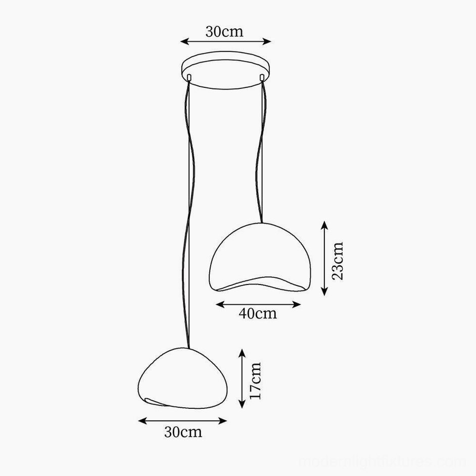 Two-piece wabi-sabi pendant light dimension blueprint technical drawing specifications