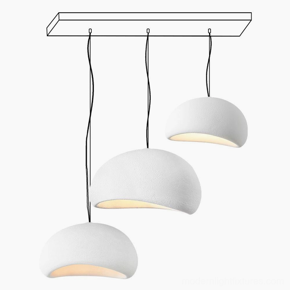Wabi-sabi pendant lights detail view artistic installation