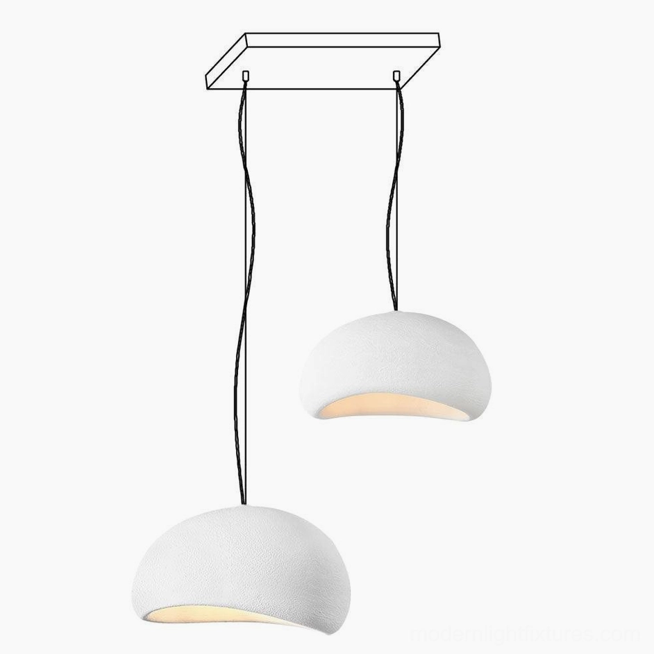 Wabi-sabi pendant chandelier detail view hanging wire canopy