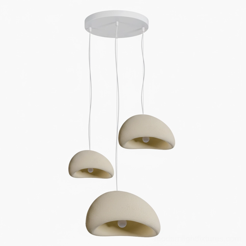 Wabi-sabi pendant chandelier detail view round canopy design