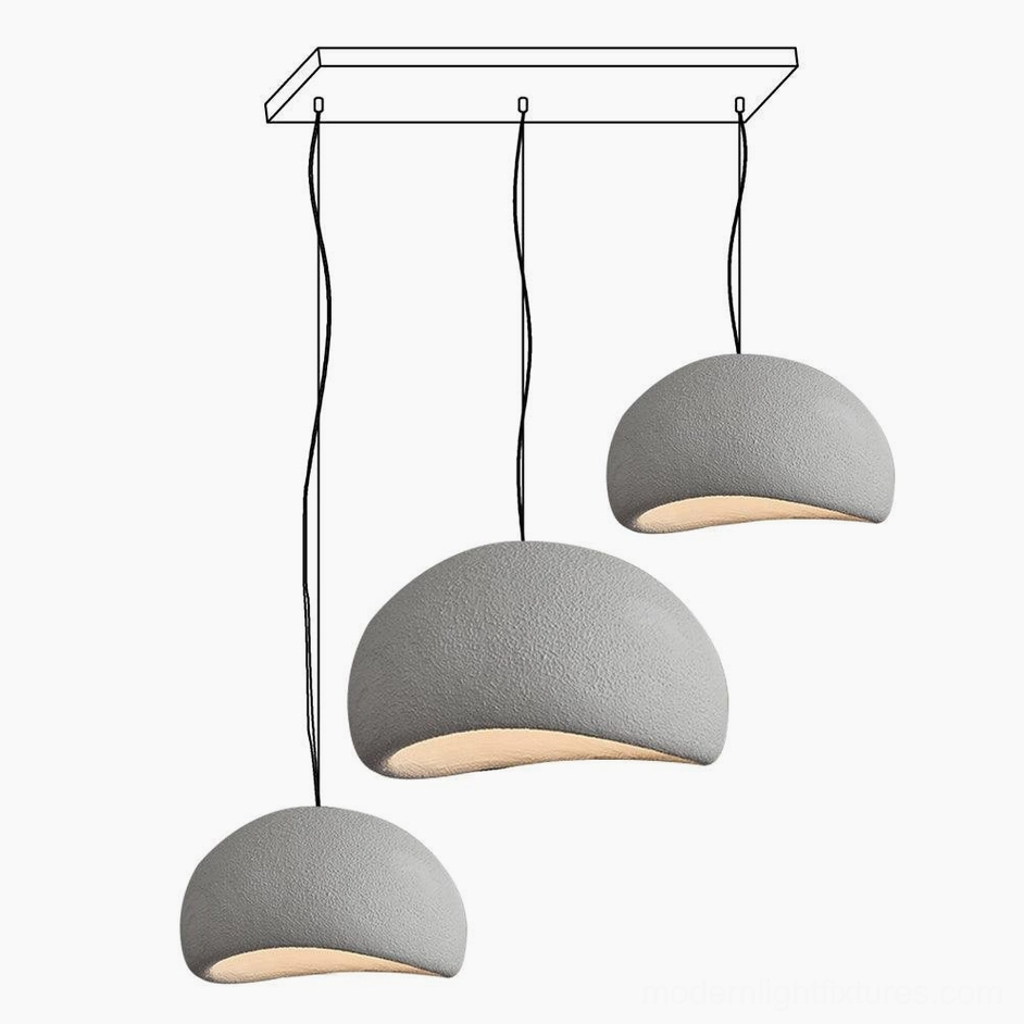 Wabi-sabi pendant light dome shaped matte surface detail