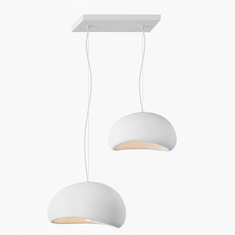 Wabi-sabi pendant lights grey black wire beige dome