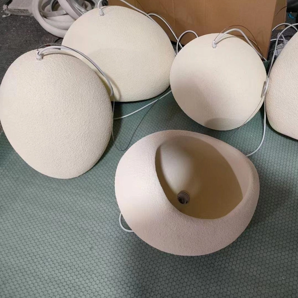 Wabi-sabi pendant light hanging wire connector detail view