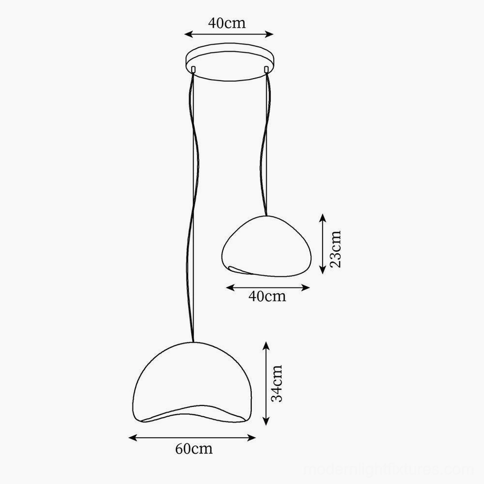 Wabi-sabi pendant light size comparison technical drawing orthographic view
