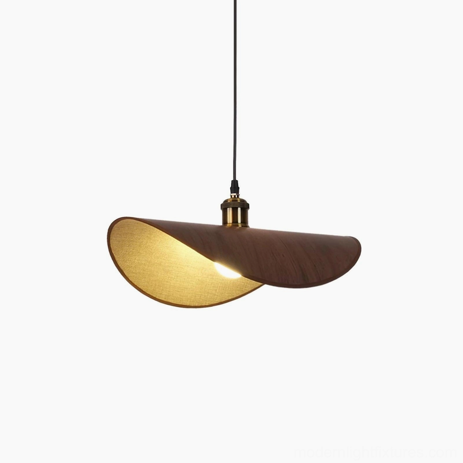 Handcrafted wabi-sabi pendant lamp in walnut color with rich warm wood tone finish