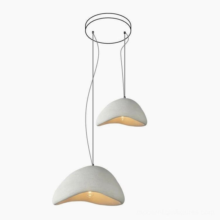 Wabi-sabi matte pendant lights with adjustable cable system for custom hanging heights