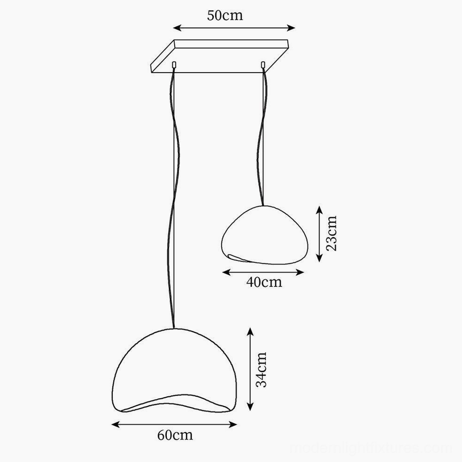 Wabi-sabi multi-pendant light dimension drawing technical product specifications