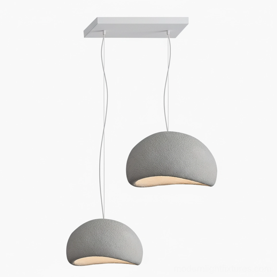 Wabi-sabi pendant chandelier long rectangular canopy installation