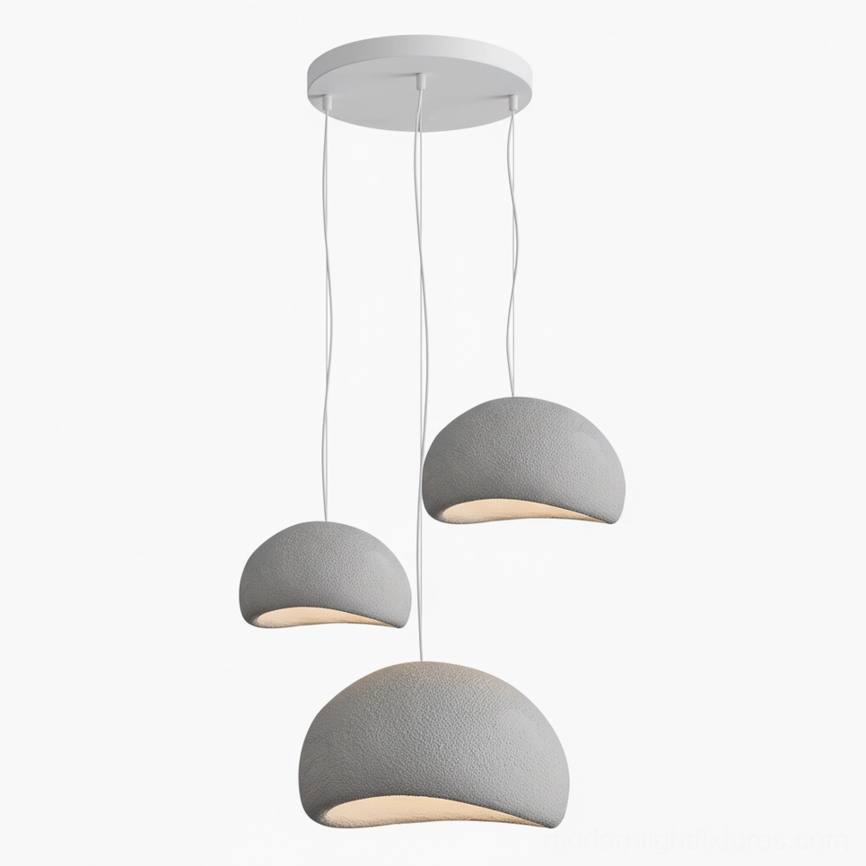 Wabi-sabi pendant lights three-piece arrangement artistic display