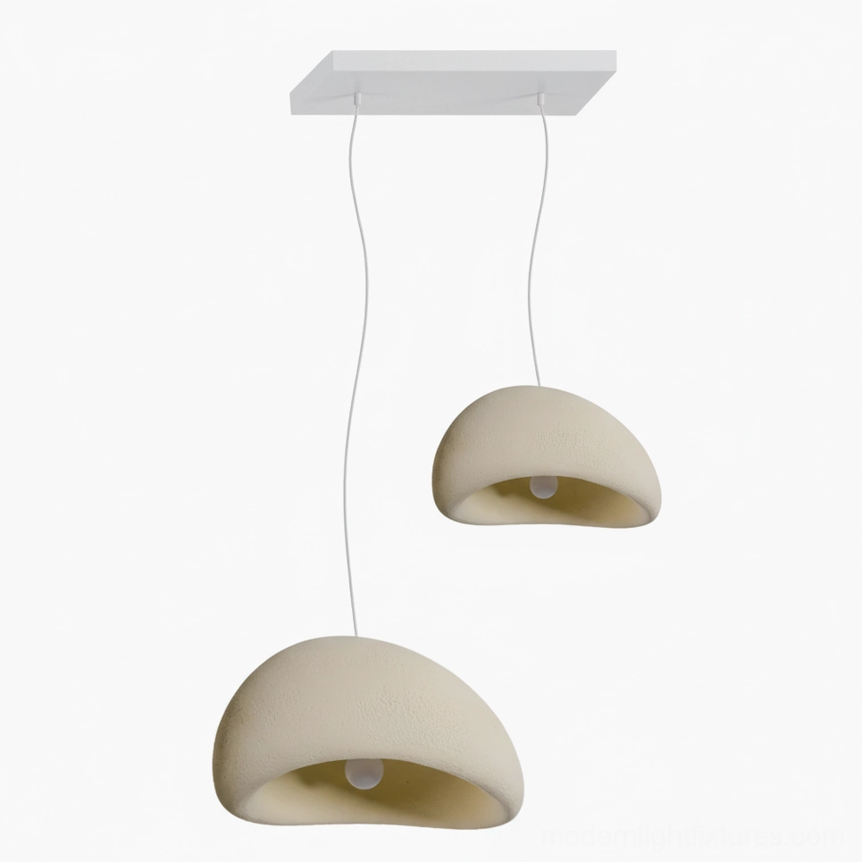 Wabi-sabi pendant lights three-piece grey black wire setup
