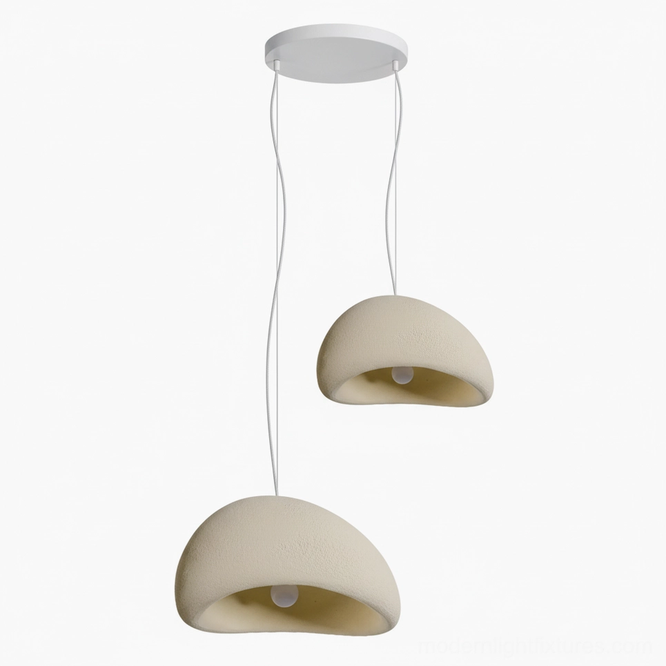 Wabi-sabi pendant lights white color long canopy installation