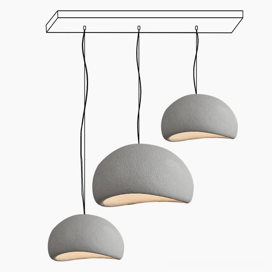 Three wabi-sabi pendant lights installation modern home interior