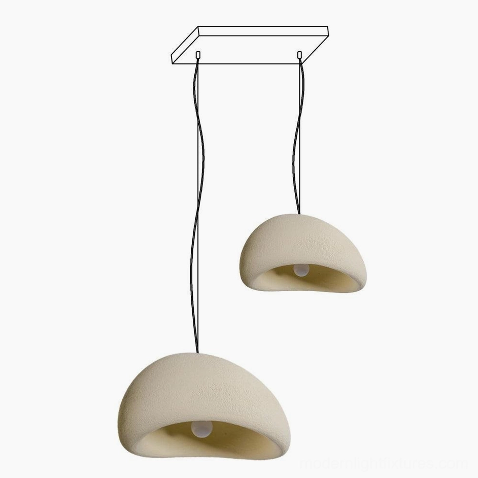 Three wabi-sabi pendant lights installation view dining kitchen
