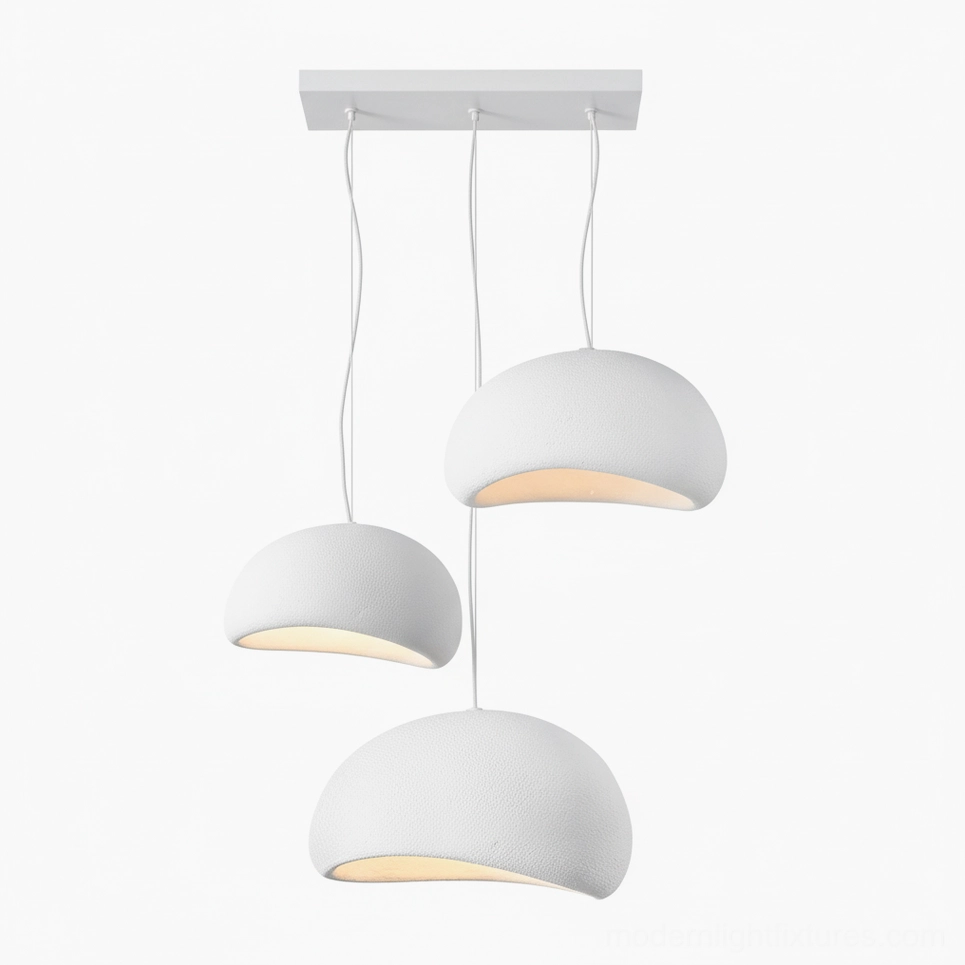 Three wabi-sabi pendant lights white color option setup