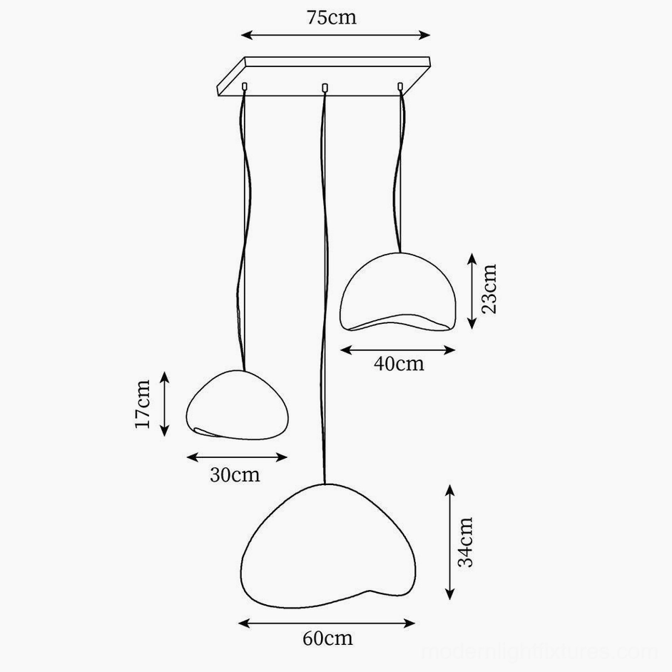 Two-piece wabi-sabi pendant light technical dimension drawing blueprint