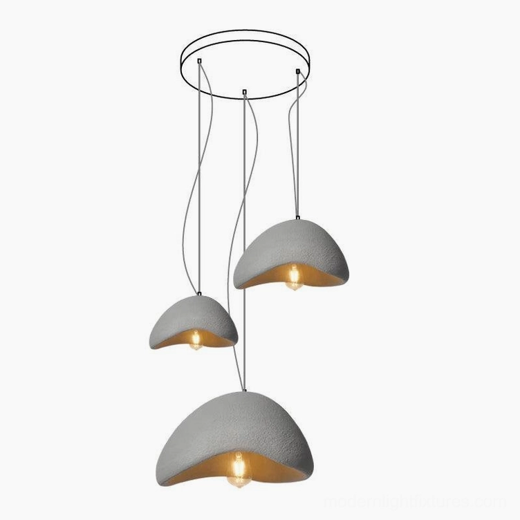 White wabi-sabi chandelier round canopy configuration for minimalist home interior spaces