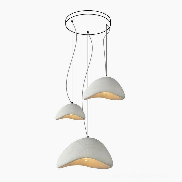 White wabi-sabi round canopy pendant chandelier for soft ambient residential lighting
