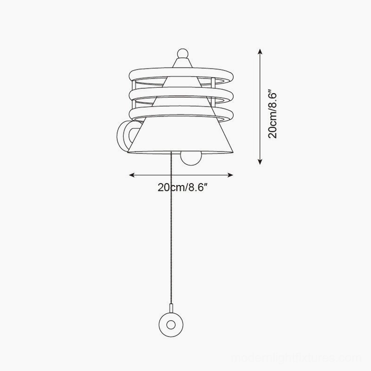 Kinetica wall sconce technical specification drawing 20cm compact size dimensions