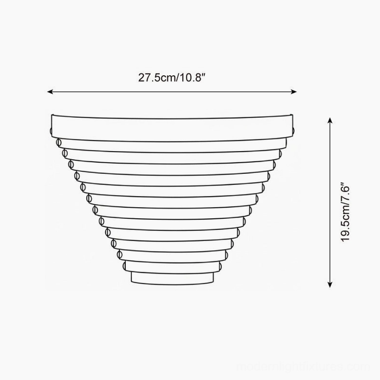 Technical specification drawing of modern geometric wall sconce showing dimensions 27.5cm width by 19.5cm height
