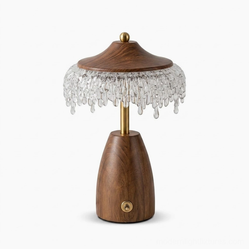 Walnora Integrated LED Table Lamp — Sculptural Wood Accent Fixture with Warm Ambient Glow, Japandi and Modern Interior